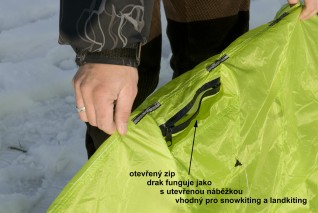 jak otevřít náběžku pro snowkiting